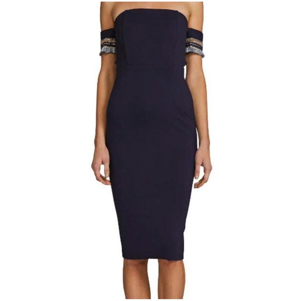 Eliya‎ The Label Amrah Dress Navy Blue Off-Shoulder Bodycon Cutout Size L